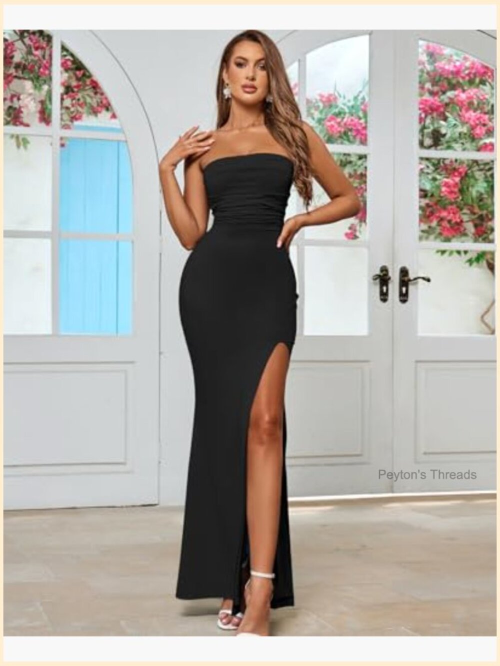 Strapless Tube Top Bodycon Maxi Dress with Side Slit Tie Back - Picture 7 of 7